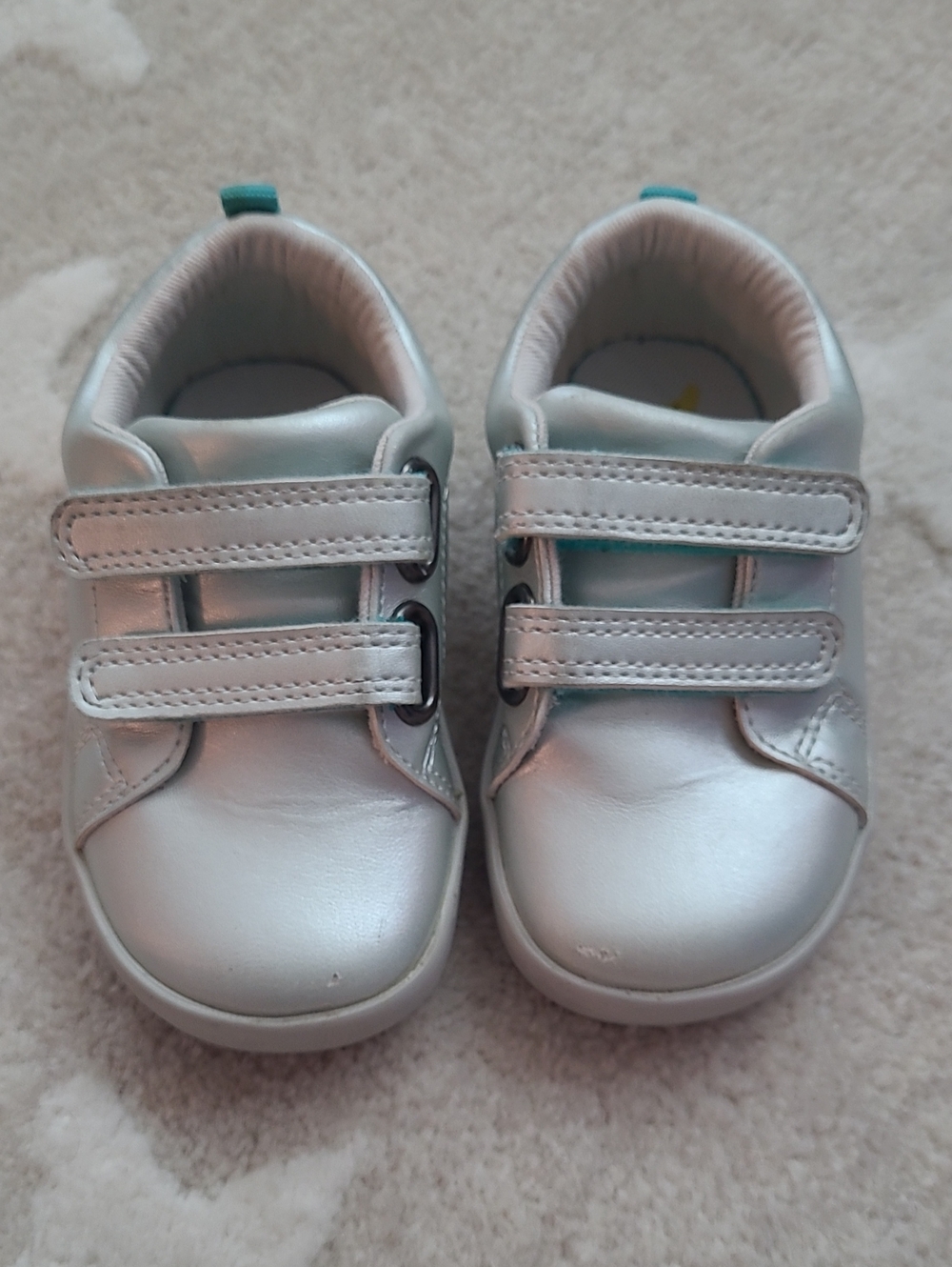 Ten Little Toddler Metallic Silver Velcro Sneakers